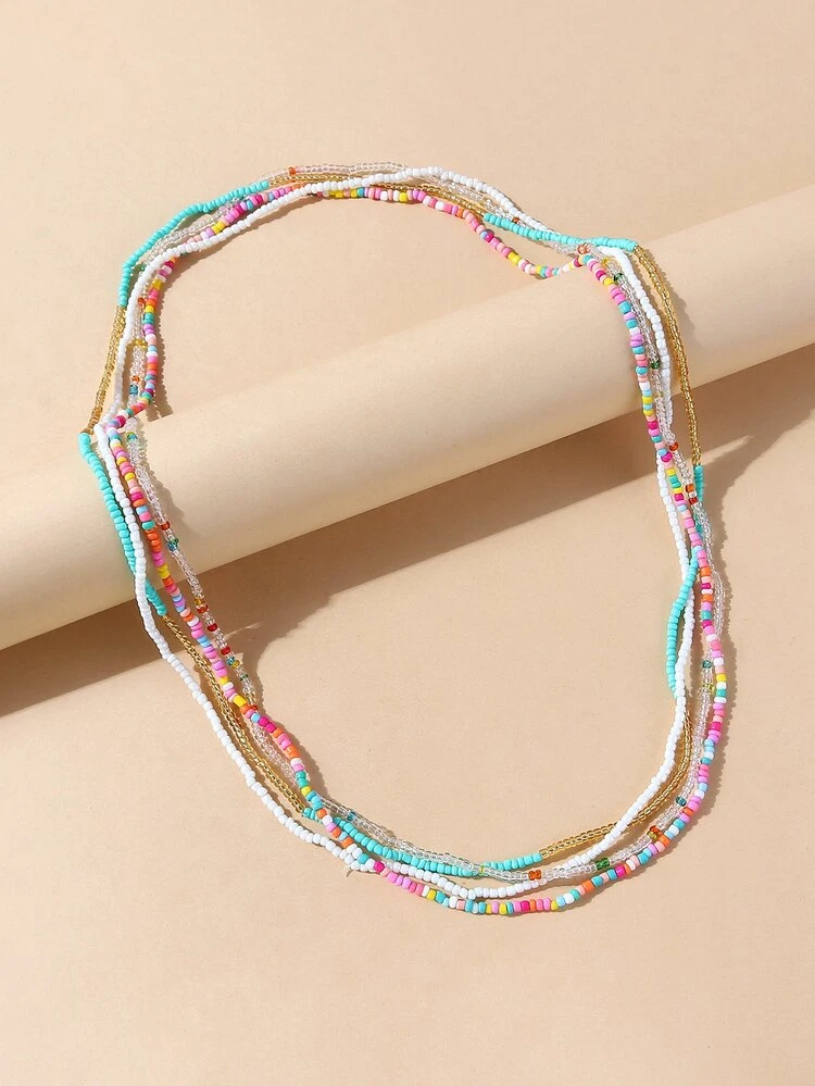 4pcs Simple Beaded Necklace