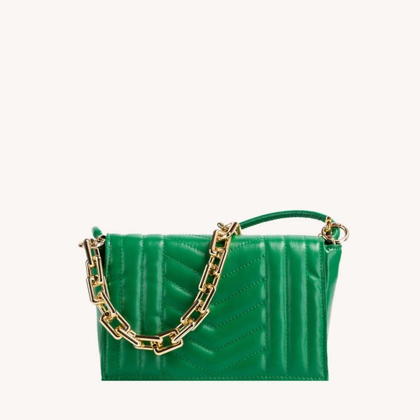 

Minimalist Quilted Chain Square Bag, Green