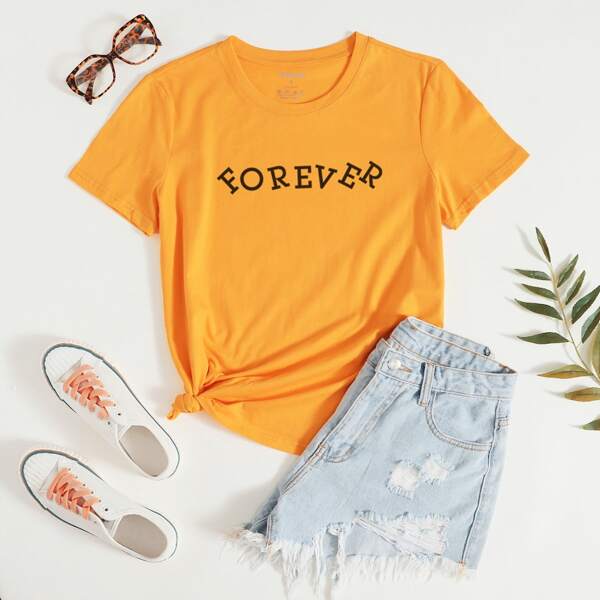 

Letter Graphic Short Sleeve Tee, Yellow