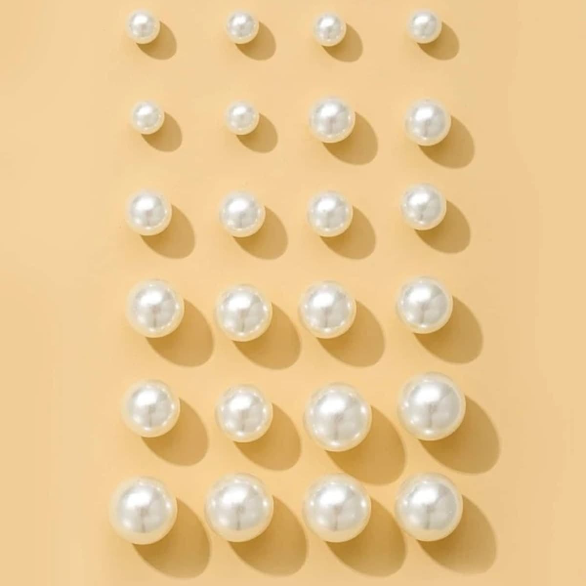 

12pairs Faux Pearl Stud Earrings, White