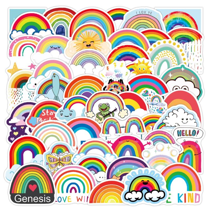 

50sheets Rainbow Pattern Sticker, Multicolor