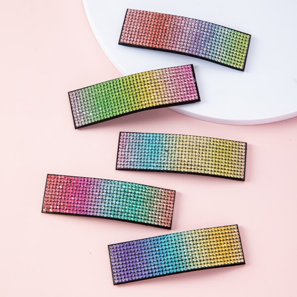 

5pcs Rhinestone Decor Hair Clip, Multicolor
