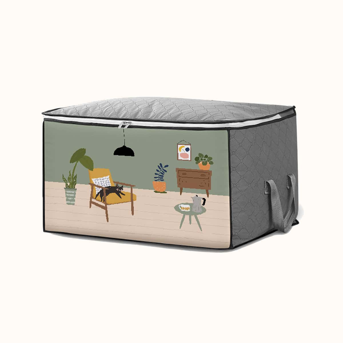

1pc Graphic Storage Bag, Grey