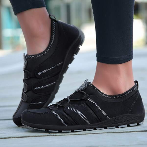 

Quilted Lace Up Decor Sneakers, Black