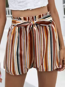 Shorts de rayas con cordón delantero - Multicolor - Ver 1