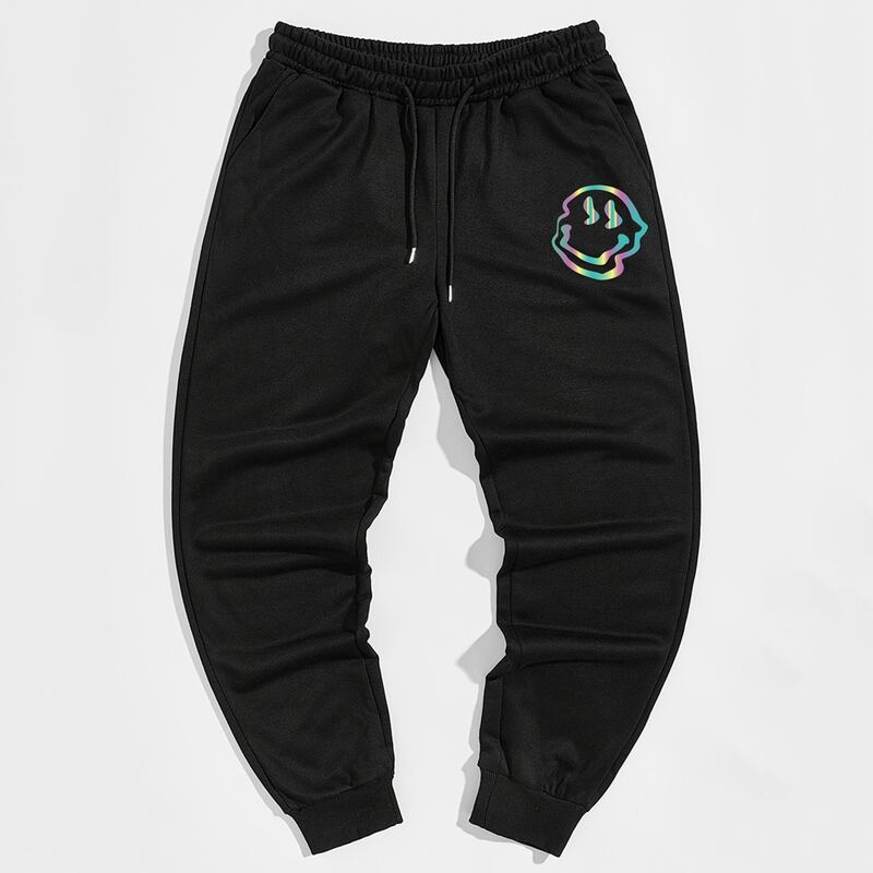

Guys Graphic Print Sweatpants, Black