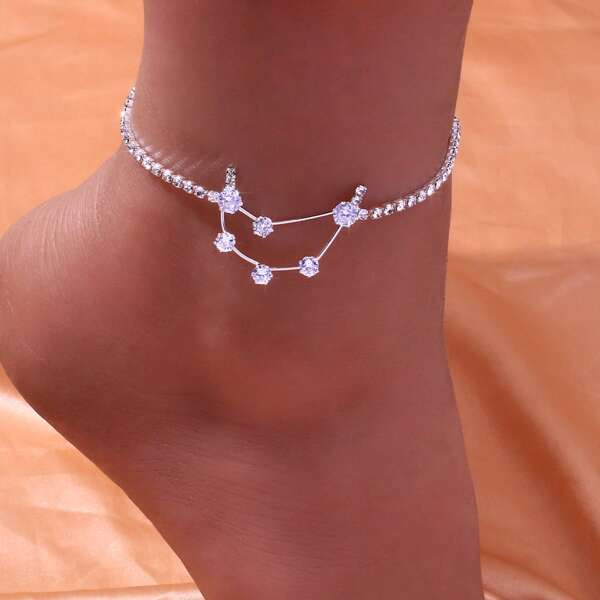 

Rhinestone Decor Anklet, Silver
