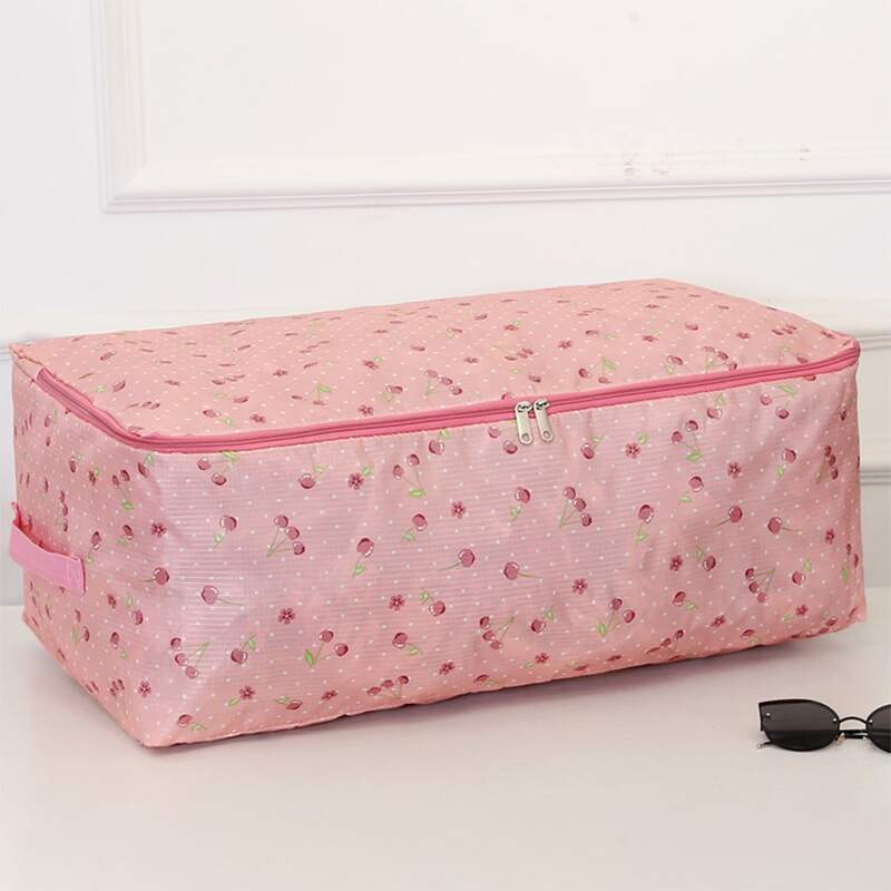 

1pc Cherry & Ditsy Floral Storage Bag, Pink