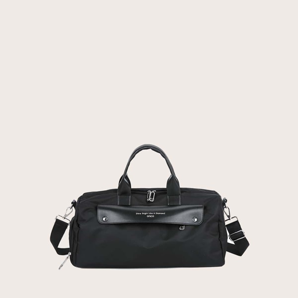 

Men Letter Graphic Duffle Bag, Black