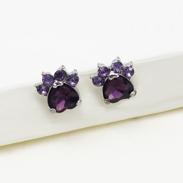 

Rhinestone Paw Decor Stud Earrings, Purple