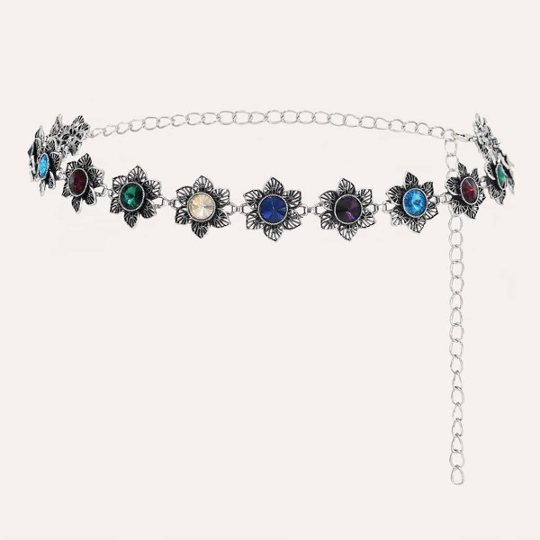

Flower Decor Chain Belt, Multicolor