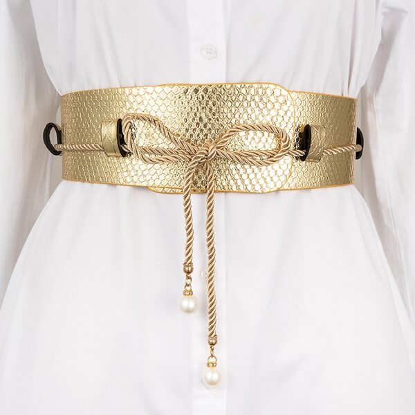 

Faux Pearl Decor Belt, Gold