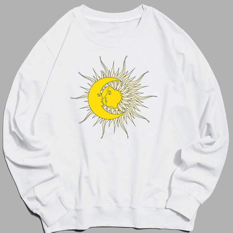 

Guys Sun & Moon Print Sweatshirt, White