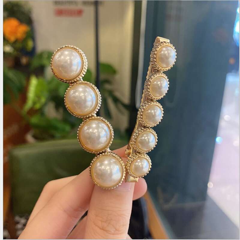 

6pcs Faux Pearl Hair Clip, Beige