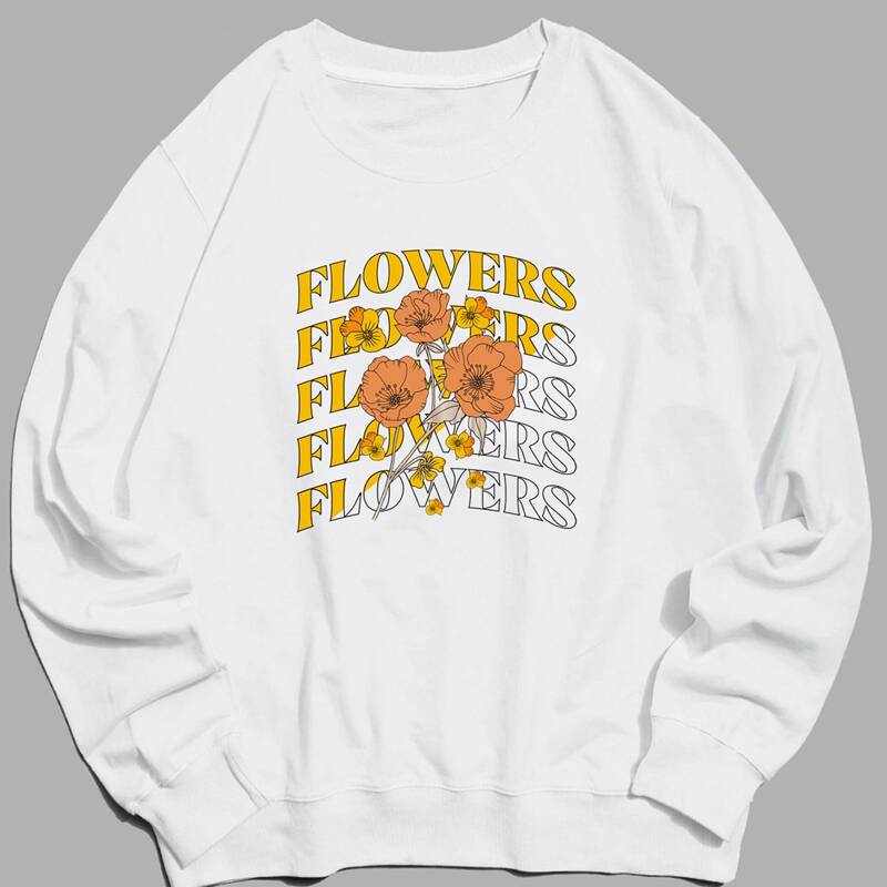 

Guys Floral & Letter Graphic Sweatshirt, White