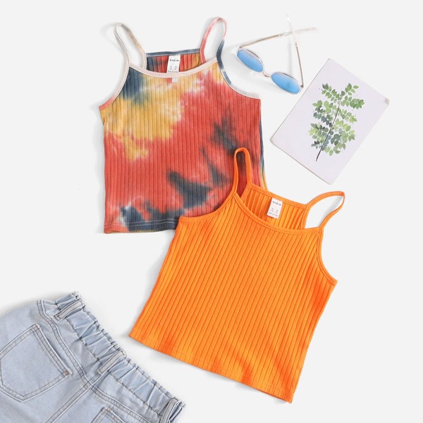 

Girls 2 Pack Rib-knit Cami Top, Multicolor