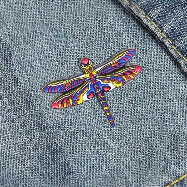 

Color Block Dragonfly Design Brooch, Multicolor