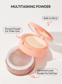 SHEGLAM Insta-Ready Face & Under Eye Setting Powder Duo-Cocoa Loco 2 Em 1 Pó Solto Iluminador Pó Fixador Fosco Sem Poros à Prova D'áGua Maquiagem Facial Pó De Inverno De Natal Marca Beleza Maquiagem Maquiagens CosméTico Para Mulheres E Garotas Perfeito Para Outono E Inverno Ideal Para Y2K Moda Elegante Adequado Para AniversáRio Dia Das MãEs Carnaval Prenda Festa De Pronto Melhor Cor - Cocoa Loco - Visão 7