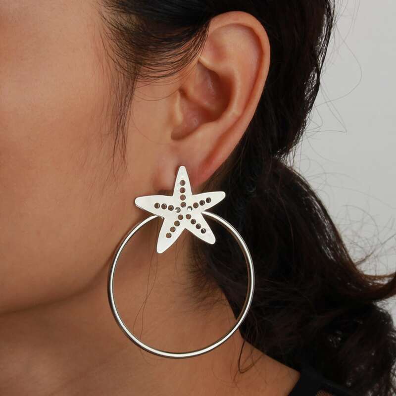 

Star Drop Earrings, Silver