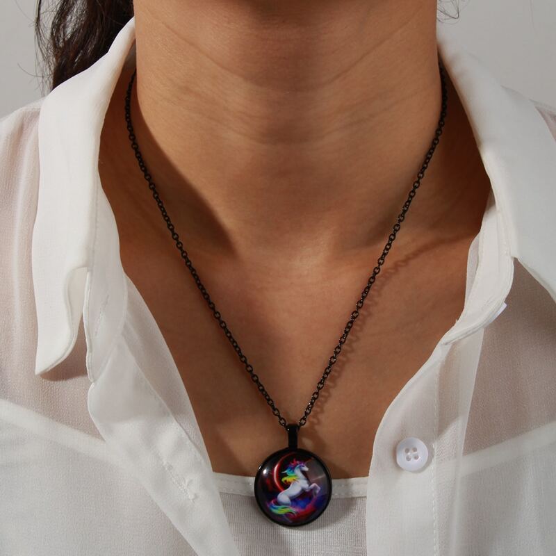 

Unicorn Decor Chain Necklace, Black