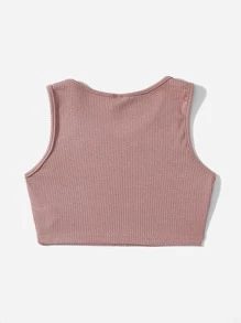 SHEIN 女孩水鑽蘑菇T恤 - 藕粉色 - 查看 2