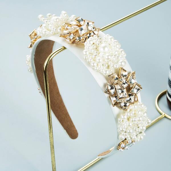 

Faux Pearl Decor Headband, White