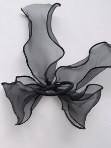 蝴蝶結裝飾髮圈 - 黑色 - 查看 3