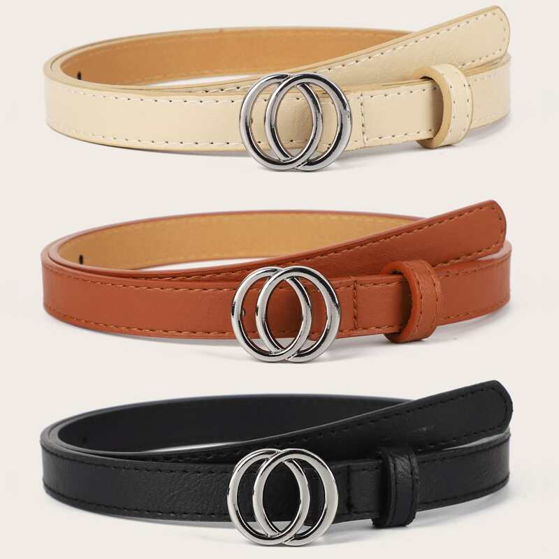 

3pcs Double O-ring Buckle Belt, Black