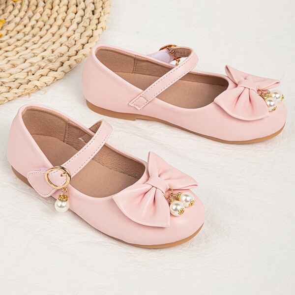 

Girls Bow Decor Mary Janes, Pink