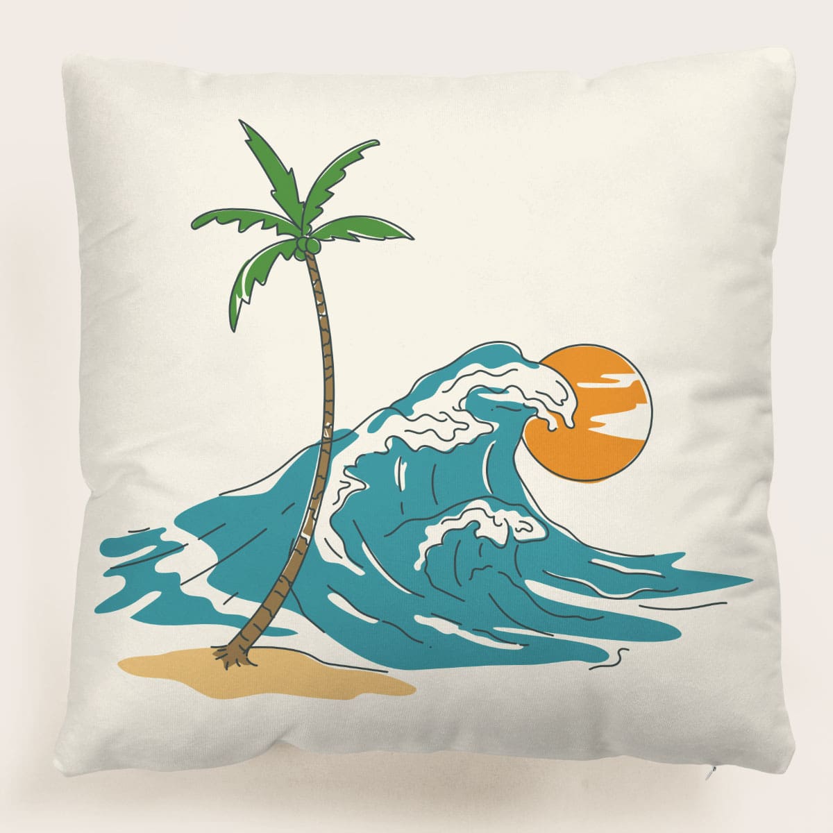 

Sea Wave Print Cushion Cover Without Filler, Multicolor