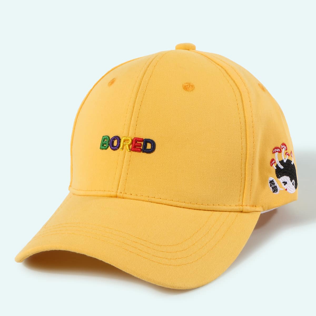 

Guys Letter Embroidery Baseball Cap, Yellow