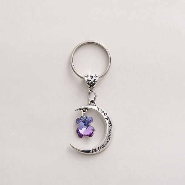 

Moon & Bear Charm Keychain, Antique silver
