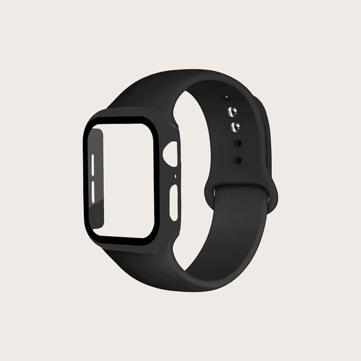 

Silicone Watchband & Case For iWatch, Black