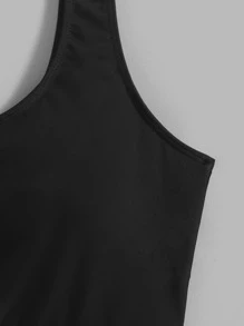 Bañador una pieza de malla en contraste con estampado de mármol - Blanco y Negro - Ver 3