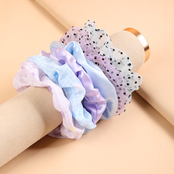 

6pcs Toddler Girls Polka Dot & Plaid Scrunchie, Multicolor