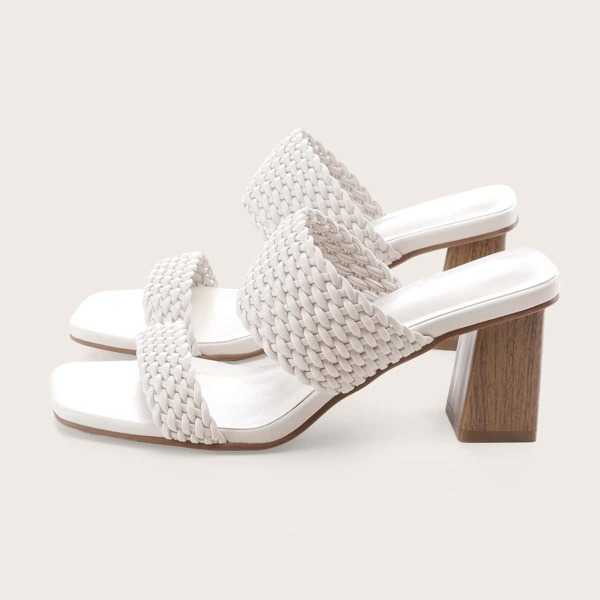 

Minimalist Braided Design Chunky Sandal Mules, Beige