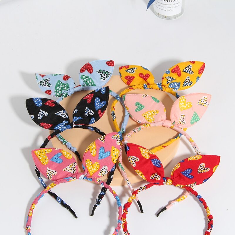 

6pcs Heart Pattern Bow Headband, Multicolor