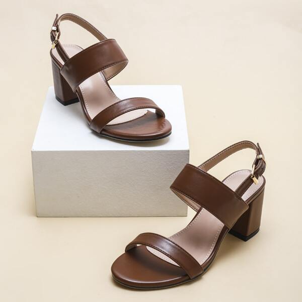 

Minimalist Slingback Chunky Sandals, Coffee brown