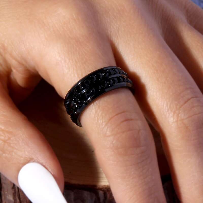 

Rhinestone Decor Ring, Black