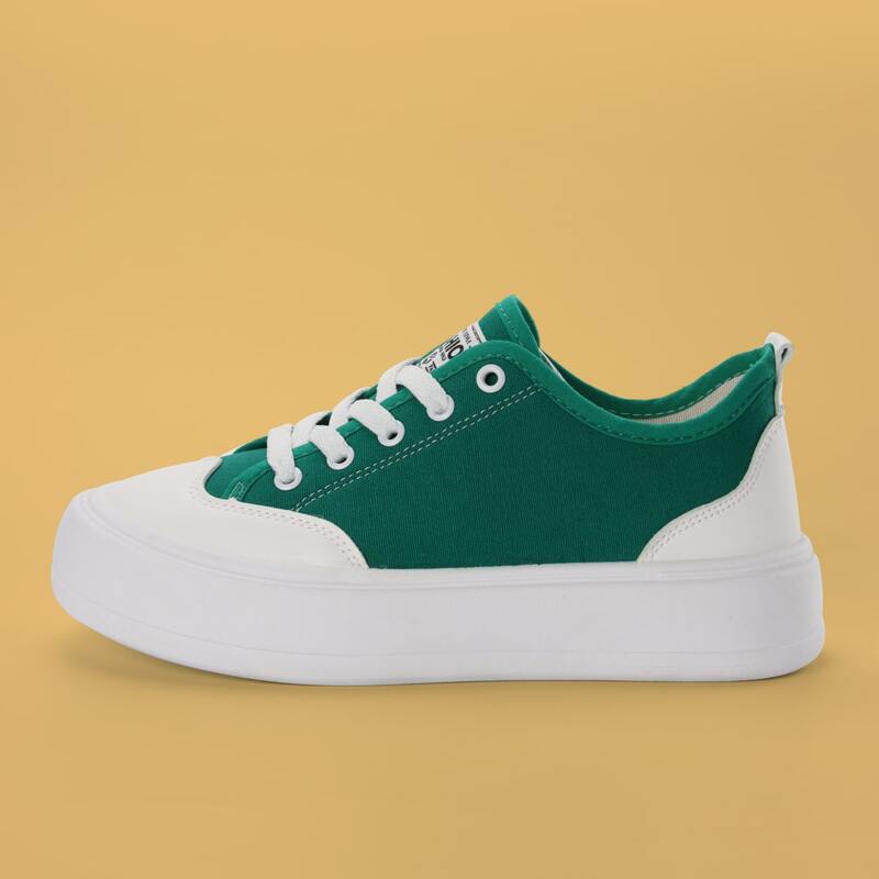 

Lace-up Front Flatform Canvas Shoes, Green