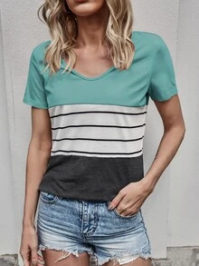 เสื้อยืด ลายแถบ และ บล็อคสี - มัลติคัลเลอร์ - ดู 4