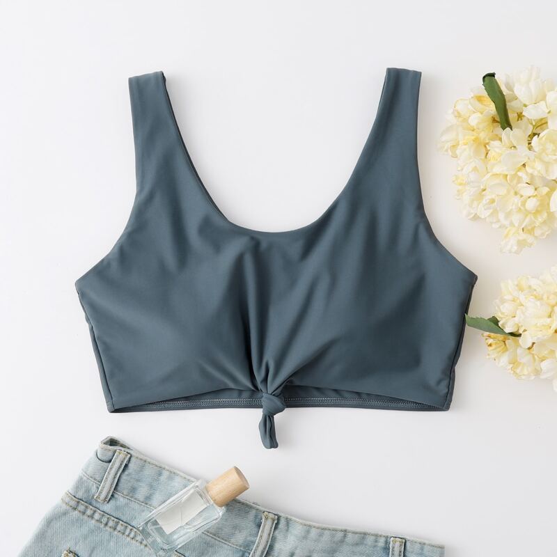 

Knot Hem Bikini Top, Dusty blue