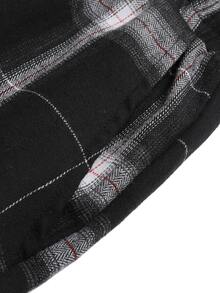 Manfinity Hombres Pantalones de cuadros de cintura con cordón - Blanco y Negro - Ver 4