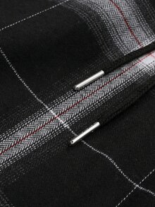 Manfinity Hombres Pantalones de cuadros de cintura con cordón - Blanco y Negro - Ver 5