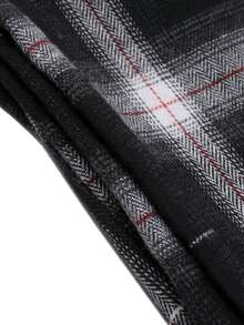 Manfinity Hombres Pantalones de cuadros de cintura con cordón - Blanco y Negro - Ver 7