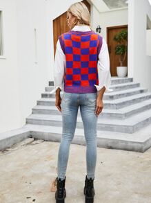 Checkered Sweater Vest Without Blouse - Multicolor - View 2