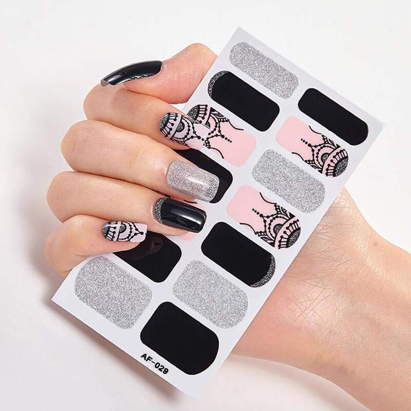 

1sheet Glitter Nail Art Sticker, Multicolor