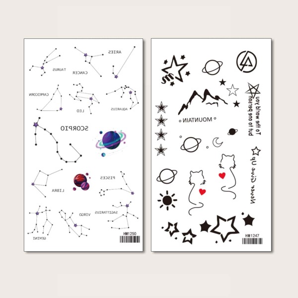 

2sheets Star Pattern Tattoo Sticker, Multicolor