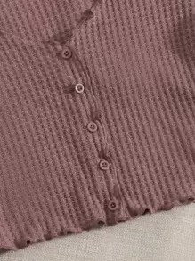 SHEIN EZwear 3 piezas Camiseta ribete en forma de lechuga tejido waffle - Multicolor - Ver 4