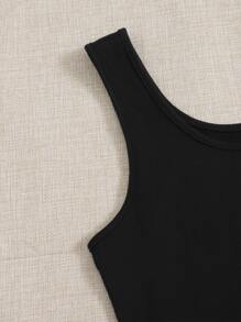 SHEIN EZwear 2pcs Solid Tank Crop Top - Black and White - View 5